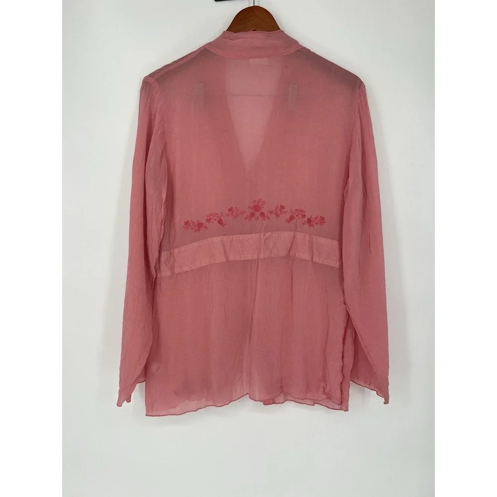 J‎ Jill Coral Pink Button Down Front Blouse Size M